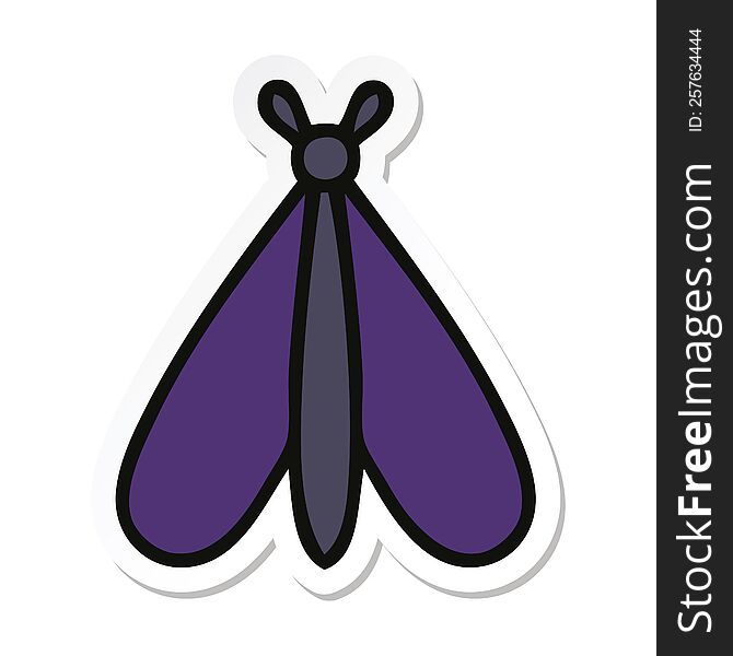sticker of a cute cartoon moth bug
