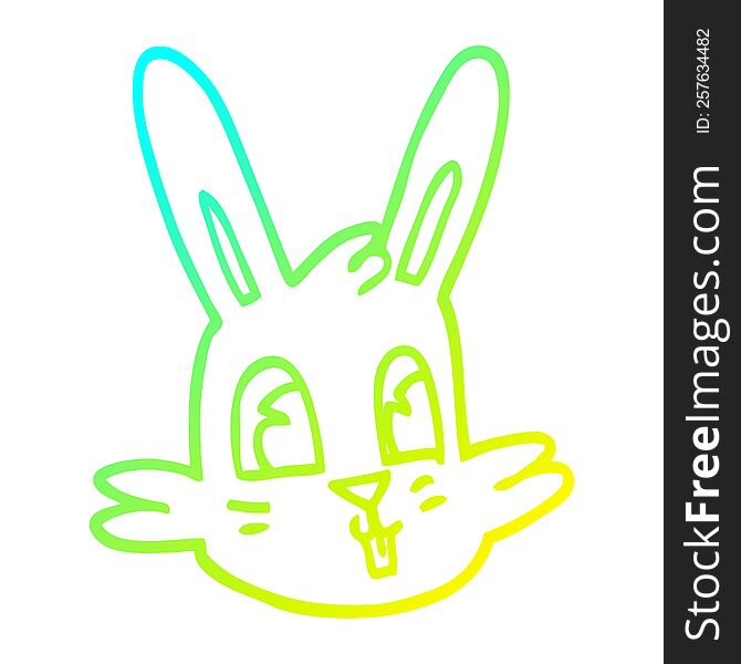 Cold Gradient Line Drawing Cartoon Bunny Face