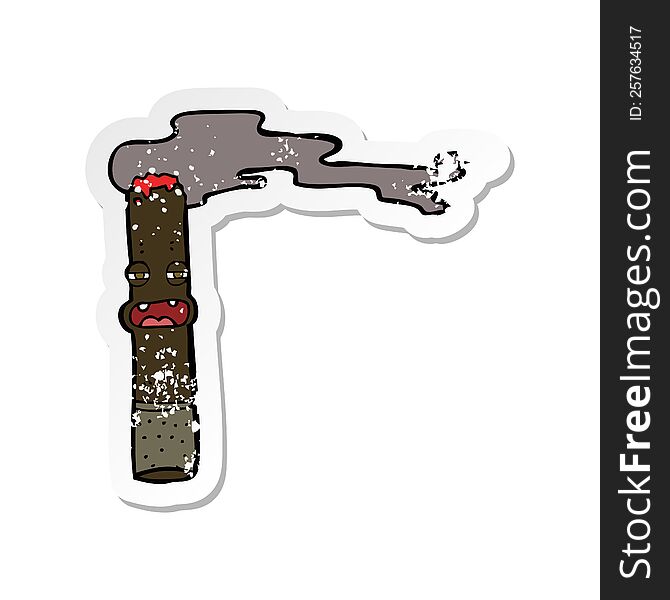 retro distressed sticker of a cartoon cigar character