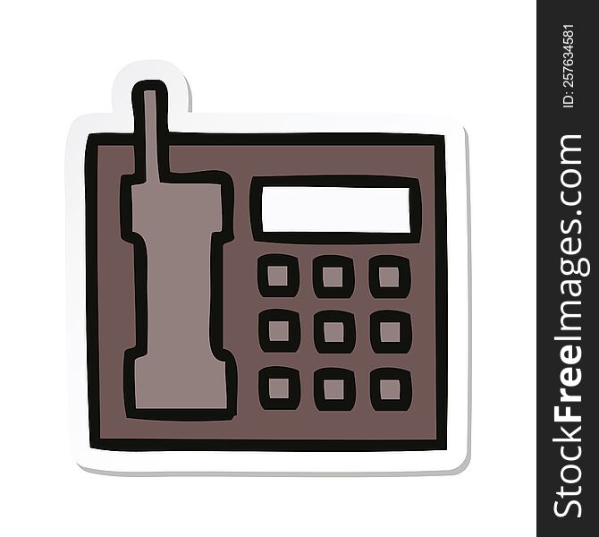 sticker of a cute cartoon office telephone