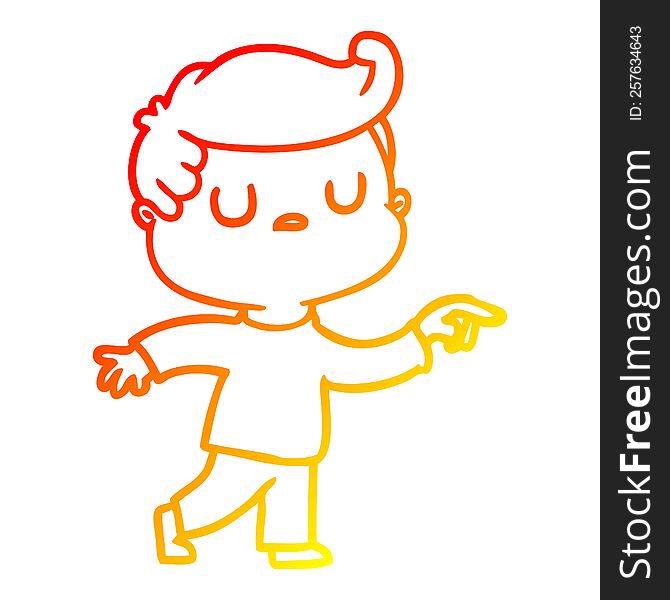 warm gradient line drawing of a cartoon aloof man pointing finger