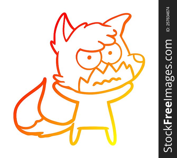 Warm Gradient Line Drawing Cartoon Annoyed Fox