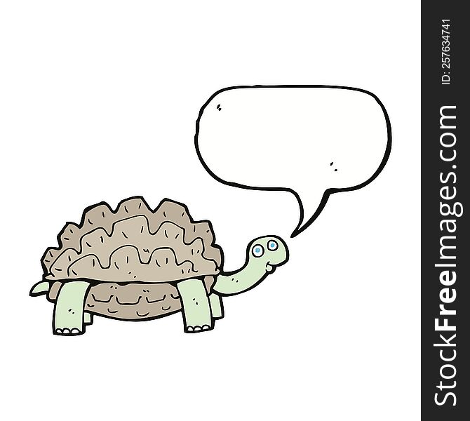 Cartoon Tortoise With Speech Bubble