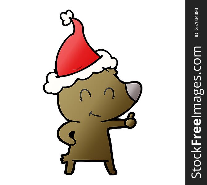 Female Bear Gradient Cartoon Of A Wearing Santa Hat