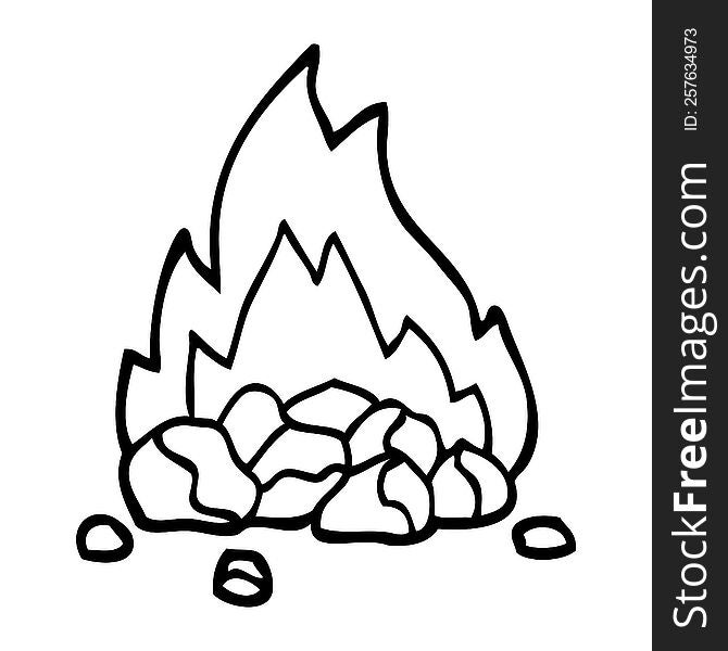 Black And White Cartoon Burning Coals