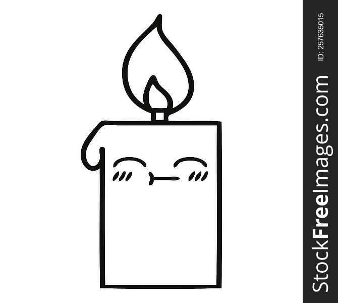 Line Drawing Cartoon Lit Candle