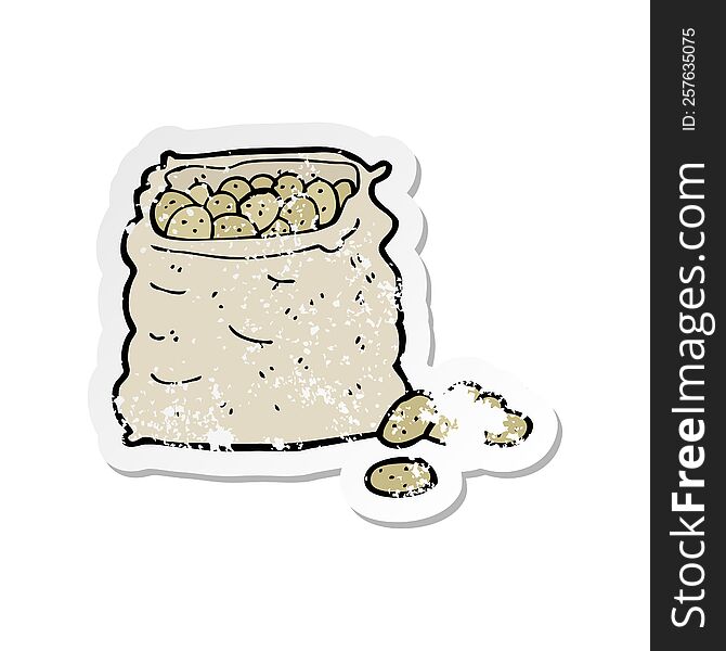 retro distressed sticker of a cartoon sack of potatoes