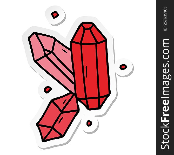 hand drawn sticker cartoon doodle of crystal gems