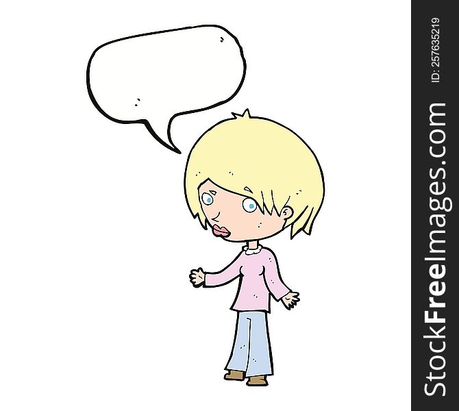 cartoon confused woman with speech bubble