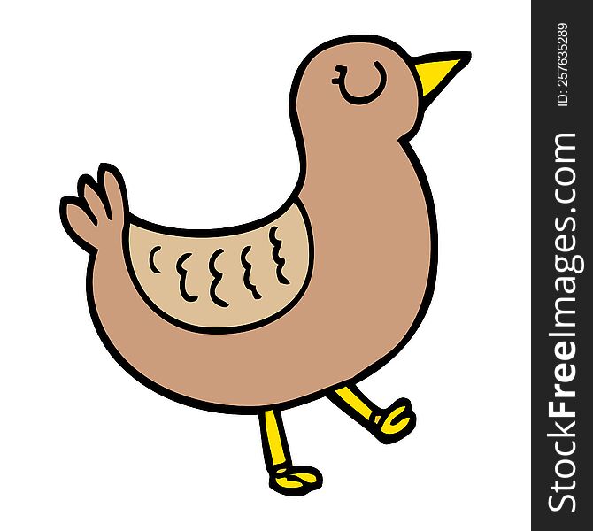 Hand Drawn Doodle Style Cartoon Bird