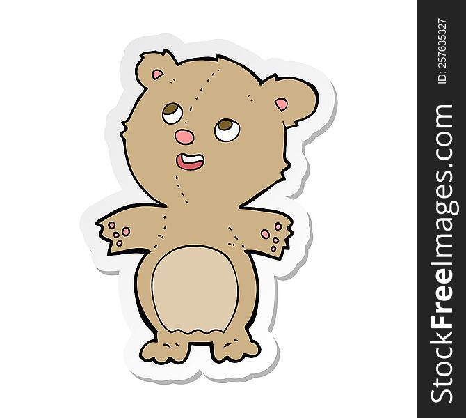sticker of a cartoon happy little teddy bear