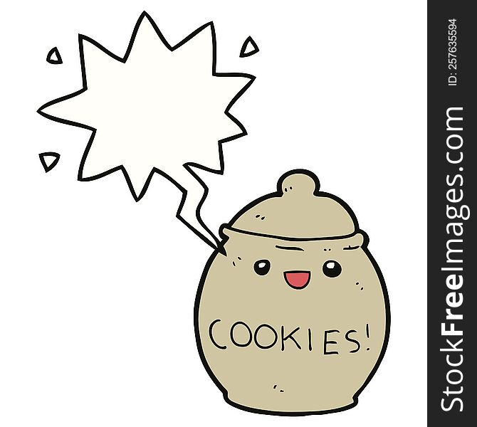 Cute Cartoon Cookie Jar And Speech Bubble