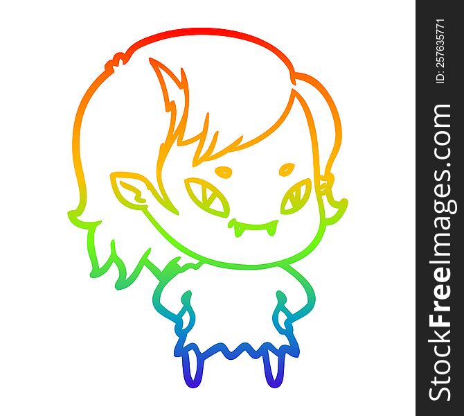 rainbow gradient line drawing cartoon friendly vampire girl