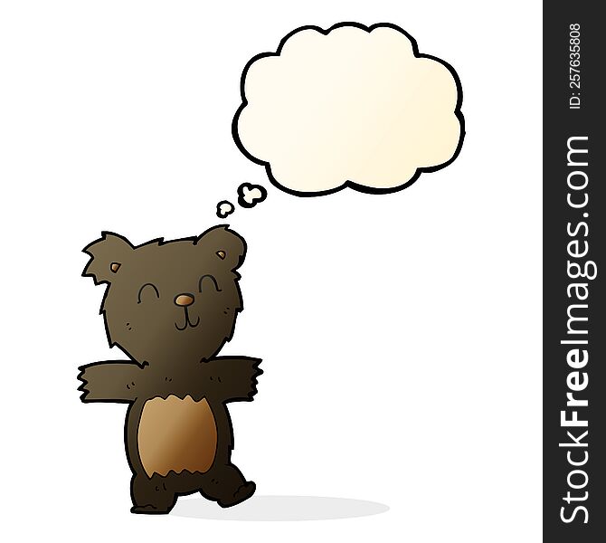 Cartoon Cute Black Bear Cub With Thought Bubble