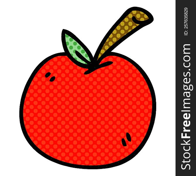 Quirky Comic Book Style Cartoon Apple