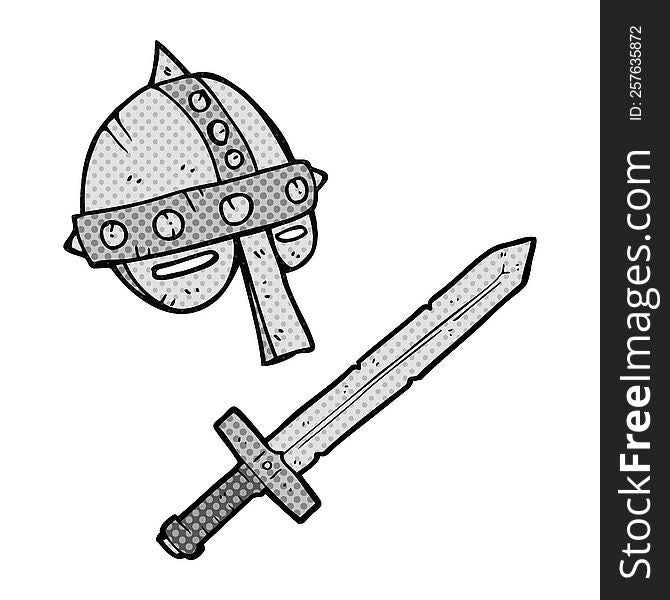 Comic Book Style Cartoon Medieval Helmet