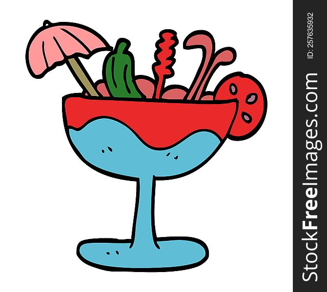 Cartoon Doodle Tropical Cocktail