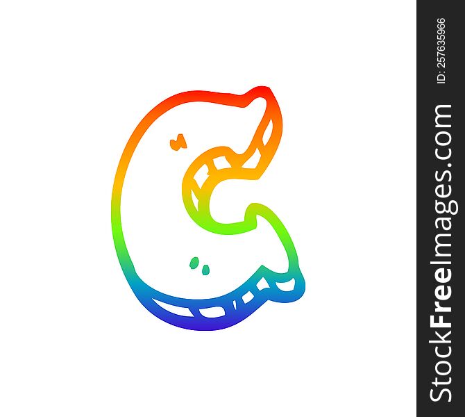 Rainbow Gradient Line Drawing Cartoon Letter C