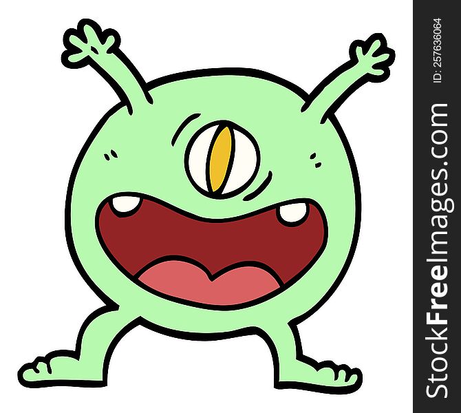 Hand Drawn Doodle Style Cartoon Monster