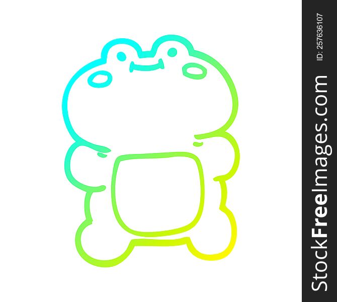 Cold Gradient Line Drawing Funny Cartoon Frog