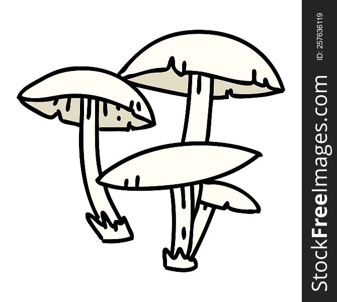 cartoon mushrooms growing wild and free. cartoon mushrooms growing wild and free