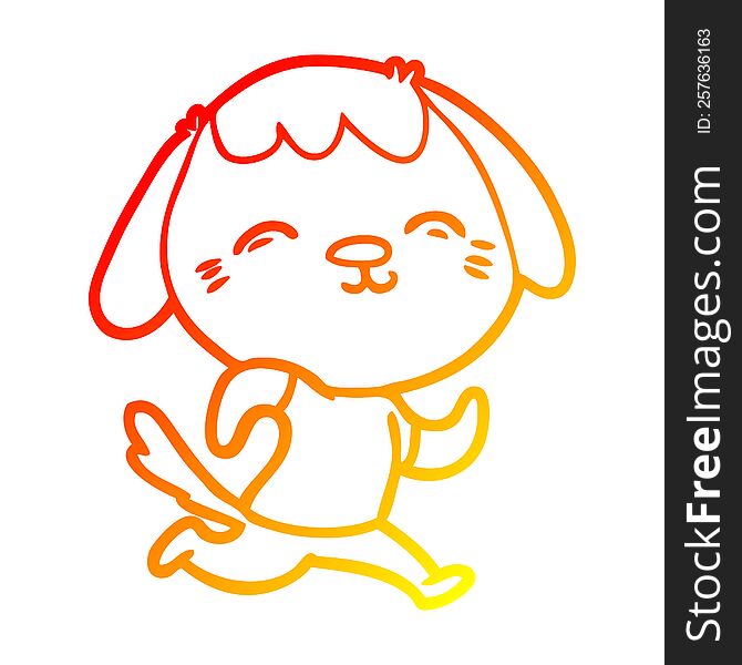 warm gradient line drawing happy cartoon dog running