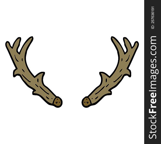 Hand Drawn Doodle Style Cartoon Antlers