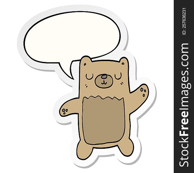 Cartoon Bear And Speech Bubble Sticker
