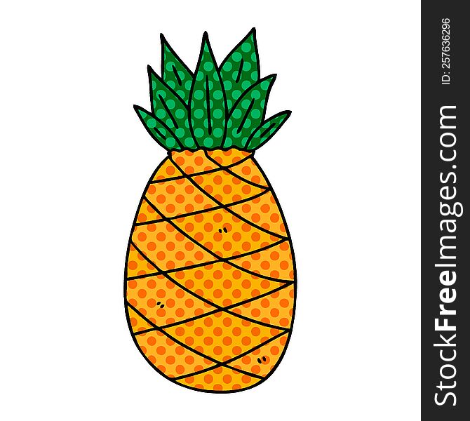 comic book style quirky cartoon pineapple. comic book style quirky cartoon pineapple