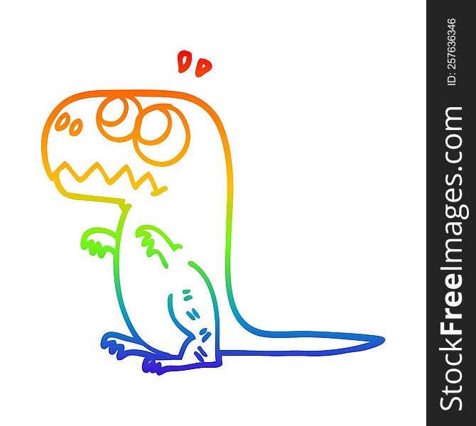 rainbow gradient line drawing cartoon prehistoric dinosaur