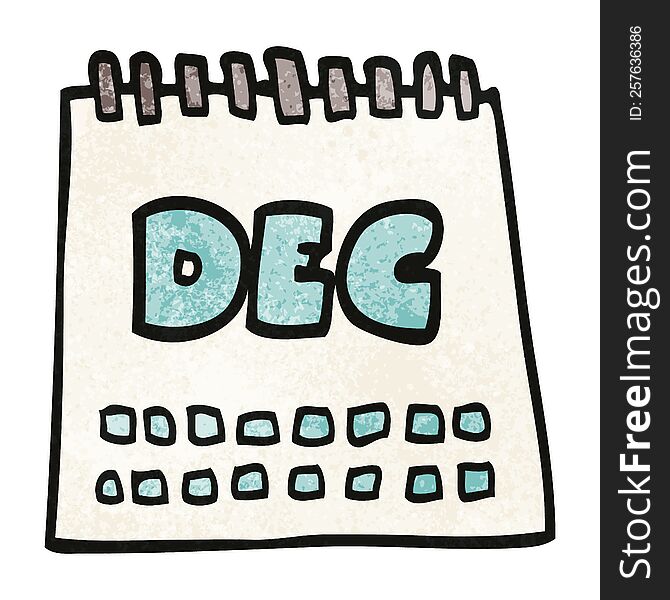 cartoon doodle calendar showing month of december