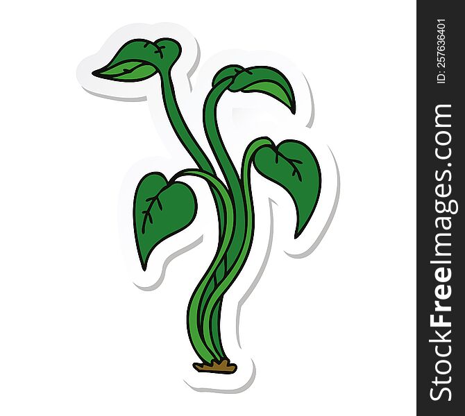 sticker of a quirky hand drawn cartoon plant