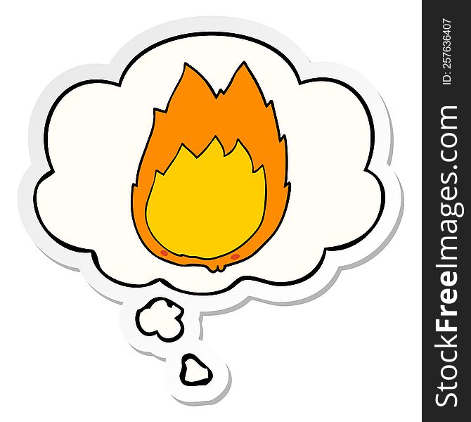 Cartoon Flames And Thought Bubble As A Printed Sticker