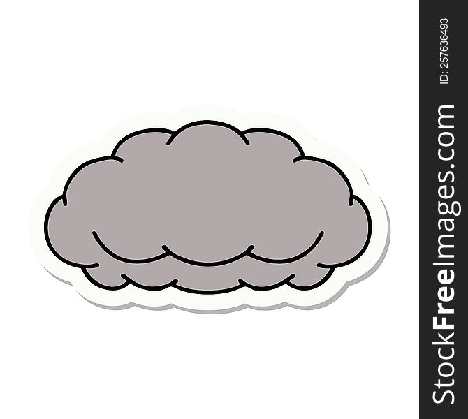 sticker of tattoo in traditional style of a grey cloud. sticker of tattoo in traditional style of a grey cloud
