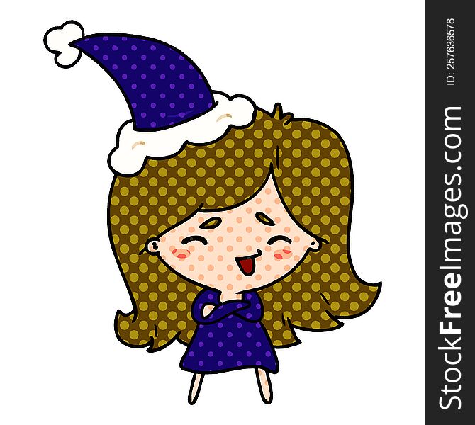 christmas cartoon of kawaii girl