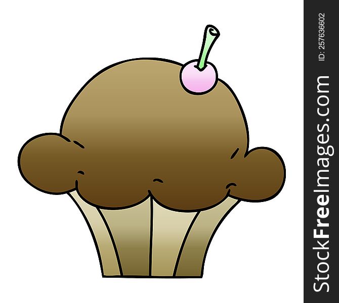 gradient shaded quirky cartoon muffin. gradient shaded quirky cartoon muffin
