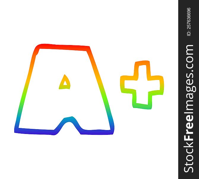 rainbow gradient line drawing of a cartoon letter grades