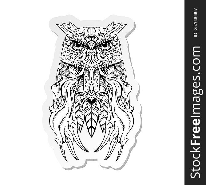 sticker of a owl tattoo