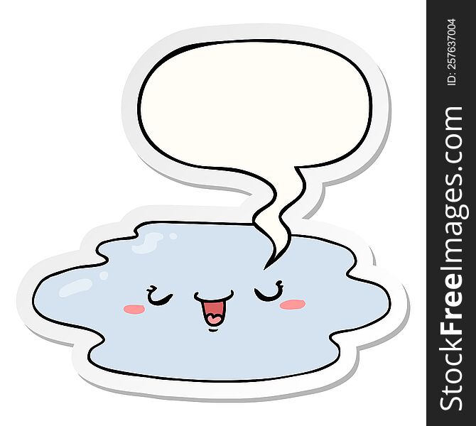 Cartoon Puddle And Face And Speech Bubble Sticker