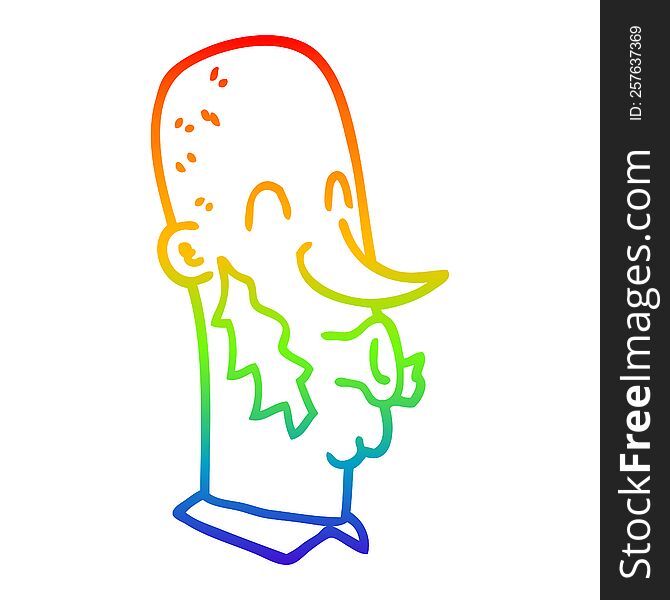 Rainbow Gradient Line Drawing Cartoon Man With Side Burns