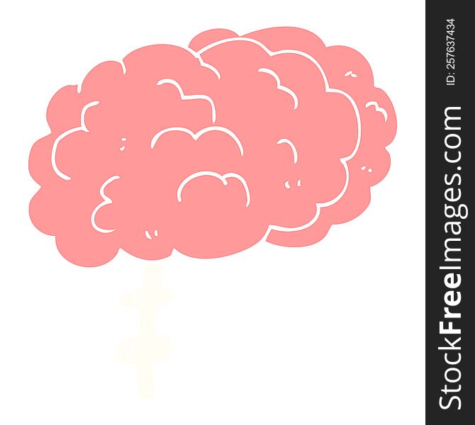 Flat Color Illustration Of A Cartoon Brain