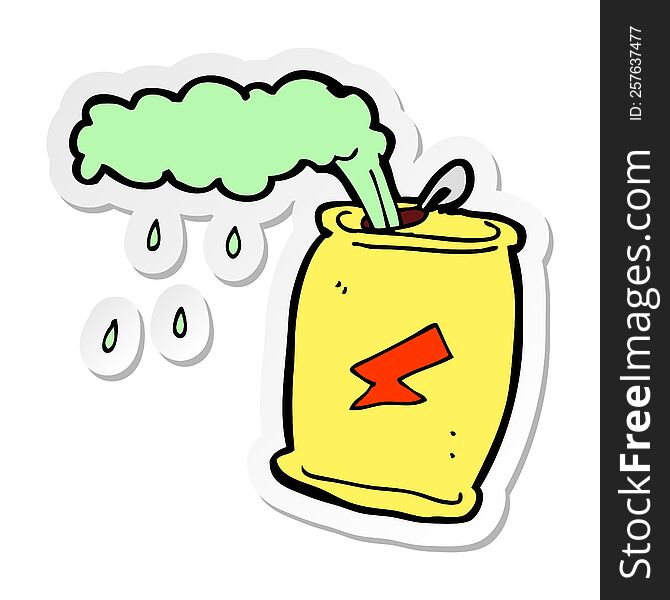 Sticker Of A Cartoon Fizzing Soda Can