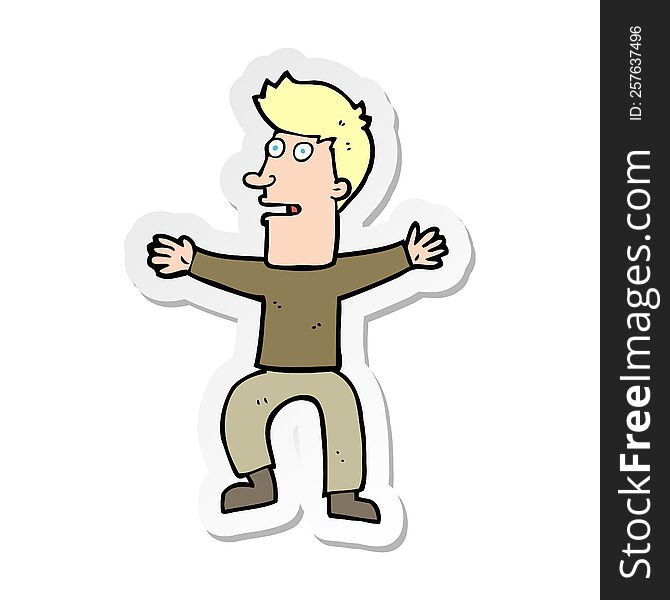sticker of a cartoon startled man