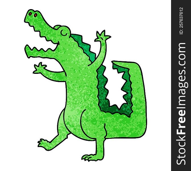 Quirky Hand Drawn Cartoon Crocodile