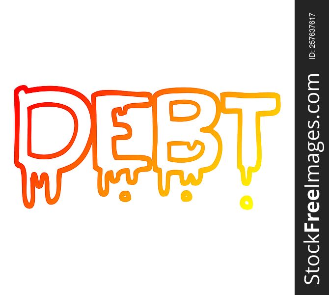 warm gradient line drawing cartoon debt sign