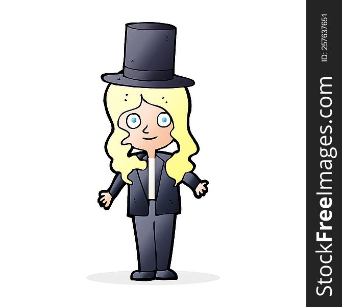 cartoon woman wearing top hat