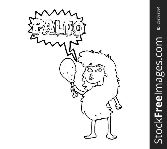 Speech Bubble Cartoon Woman On Paleo Diet