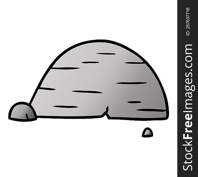 hand drawn gradient cartoon doodle of grey stone boulder