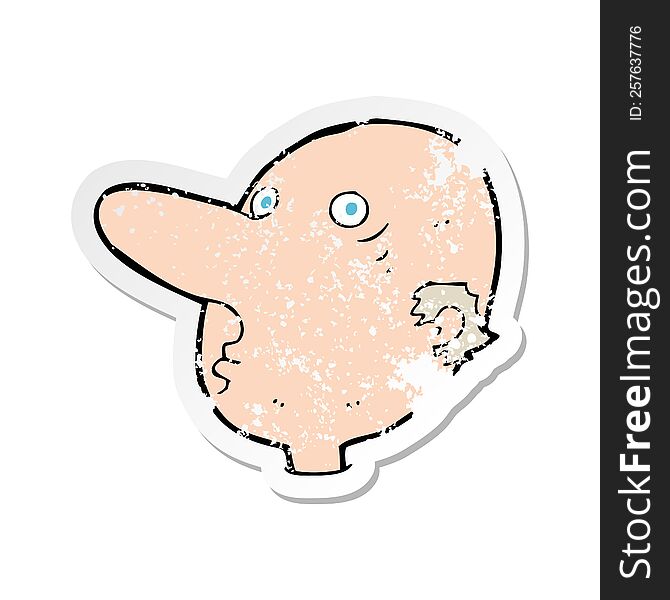 Retro Distressed Sticker Of A Cartoon Balding Man