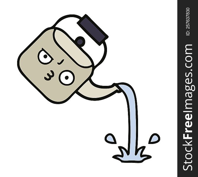 cute cartoon of a pouring kettle. cute cartoon of a pouring kettle